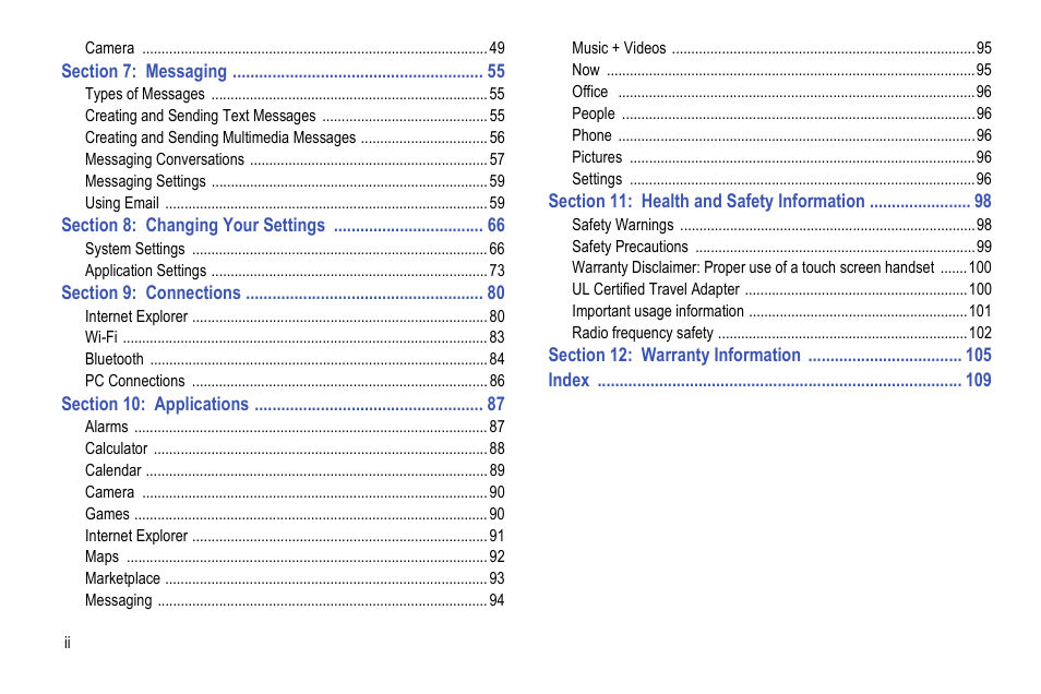 Samsung Focus i917R User Manual | Page 6 / 118