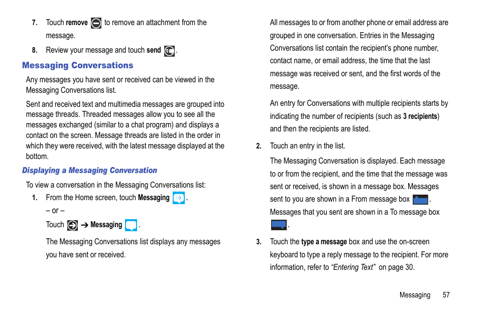 Messaging conversations | Samsung Focus i917R User Manual | Page 63 / 118