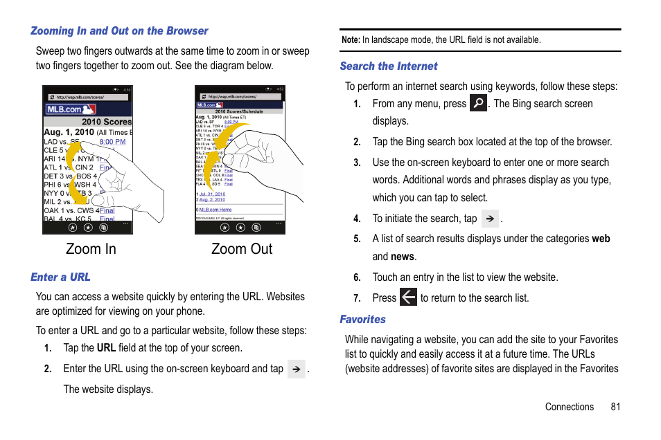 Zoom in zoom out | Samsung Focus i917R User Manual | Page 87 / 118