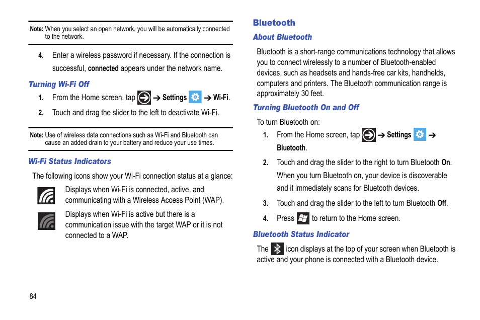 Bluetooth | Samsung Focus i917R User Manual | Page 90 / 118