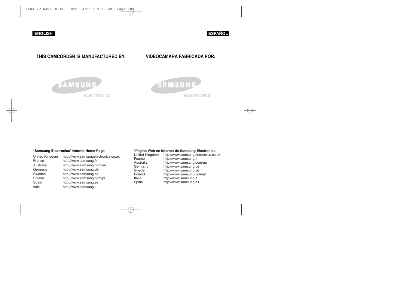 Samsung D452N User Manual | Page 120 / 120