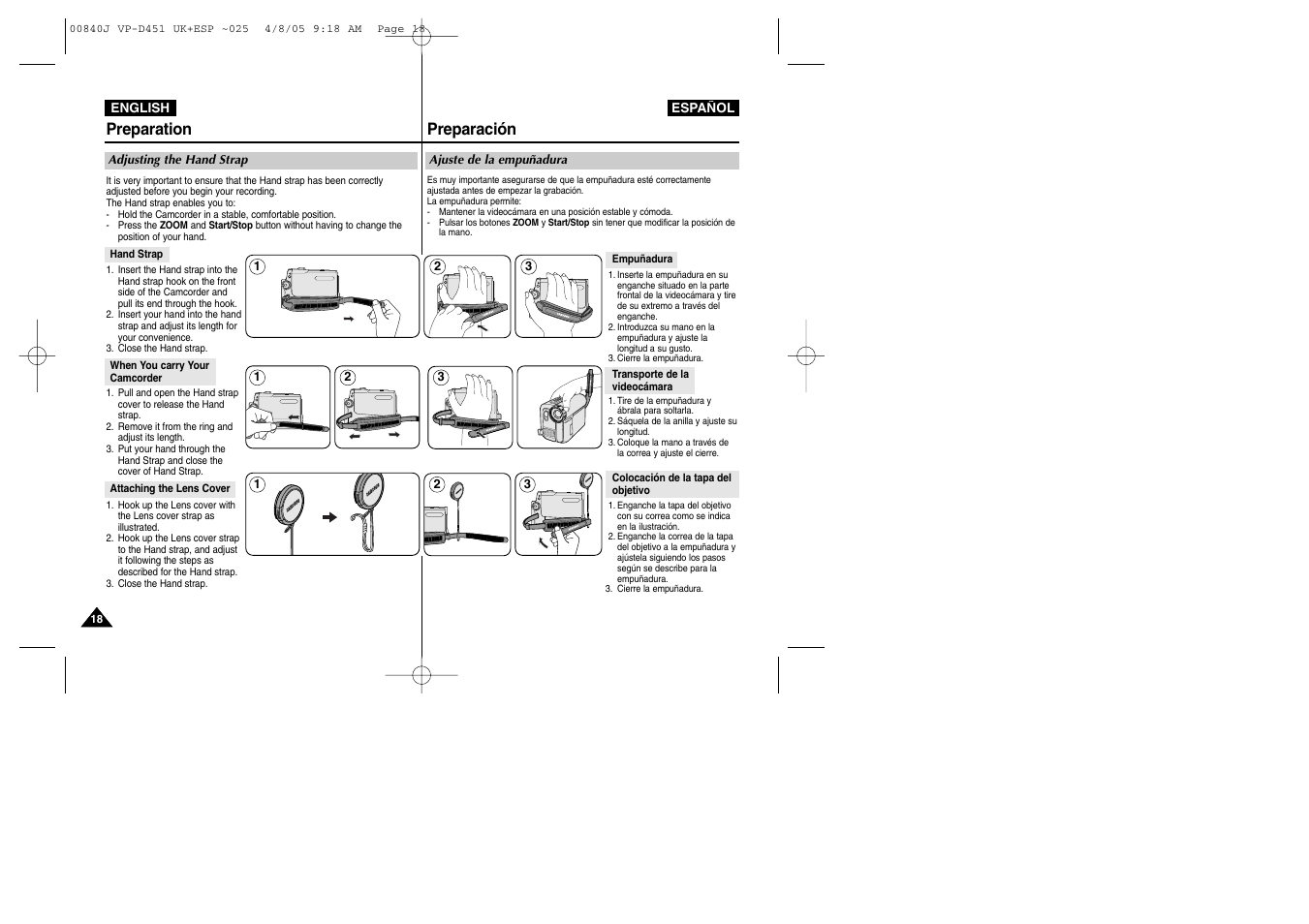 Preparation, Preparación | Samsung D452N User Manual | Page 18 / 120