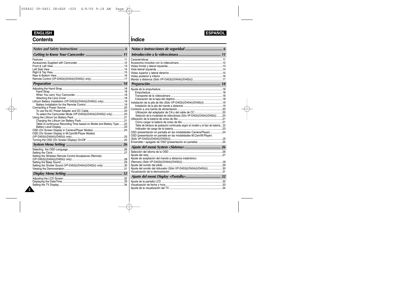 Contents índice | Samsung D452N User Manual | Page 2 / 120