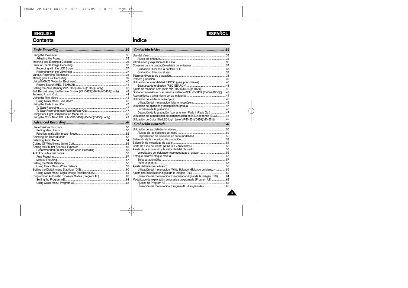 Contents índice | Samsung D452N User Manual | Page 3 / 120