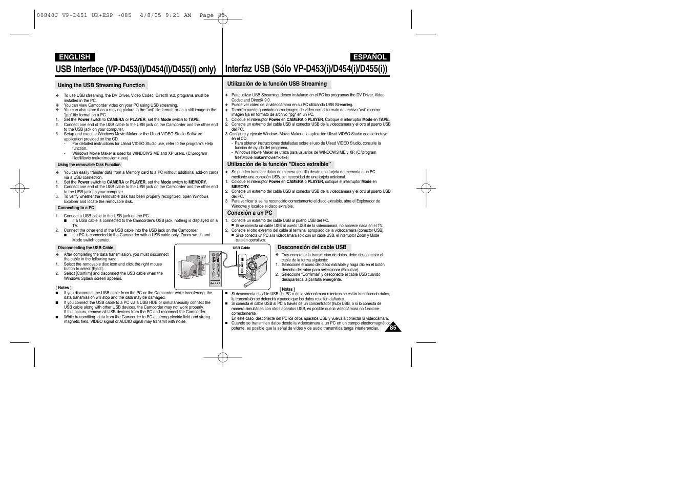 Dv usb av/ s | Samsung D452N User Manual | Page 85 / 120
