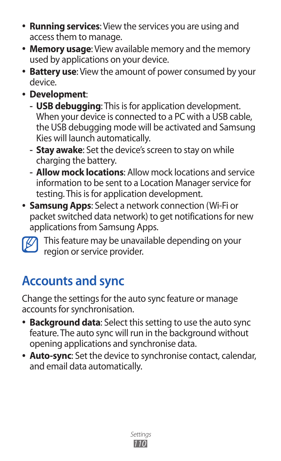 Accounts and sync | Samsung GALAXY Y GT-S5360 User Manual | Page 110 / 133