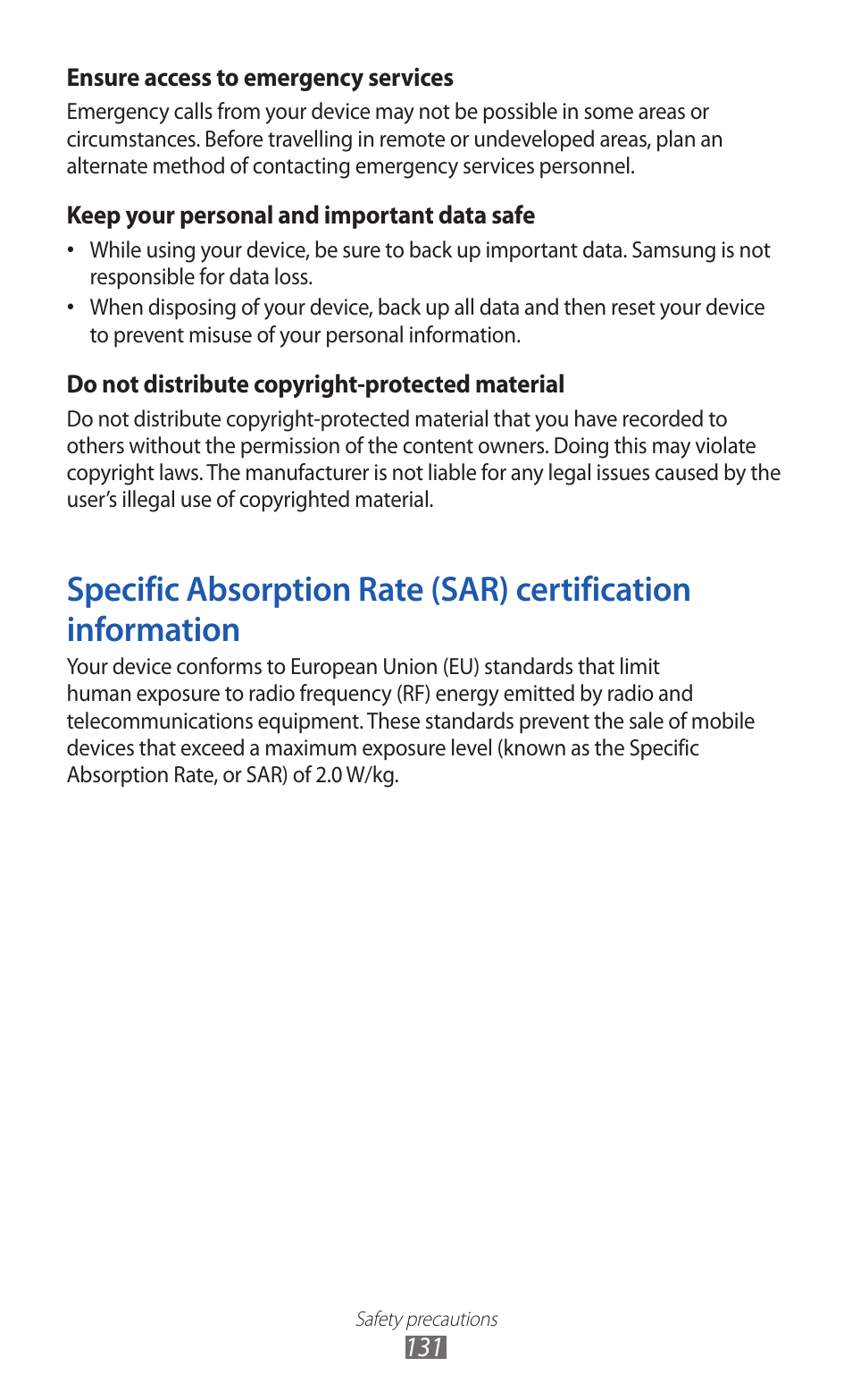 Samsung GALAXY Y GT-S5360 User Manual | Page 131 / 133