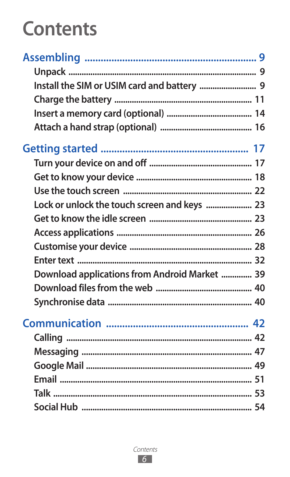 Samsung GALAXY Y GT-S5360 User Manual | Page 6 / 133