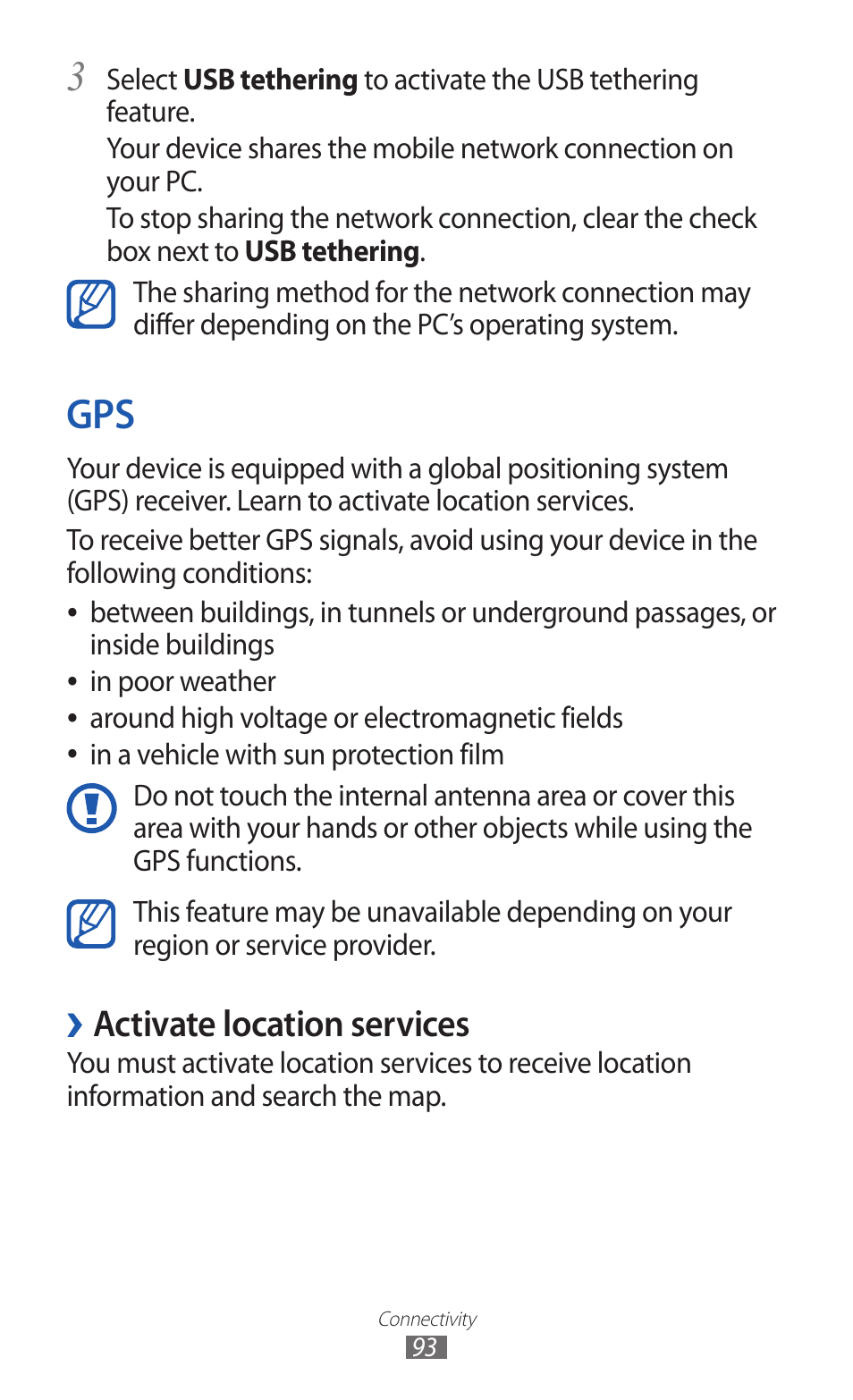 Activate location services | Samsung GALAXY Y GT-S5360 User Manual | Page 93 / 133