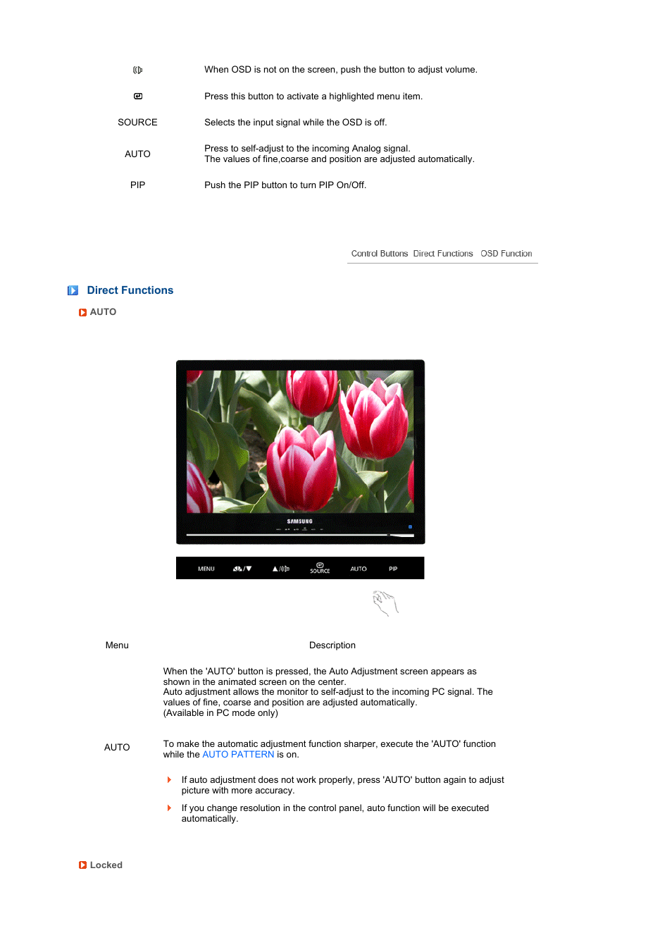 Direct functions | Samsung SyncMaster 225MS User Manual | Page 34 / 59