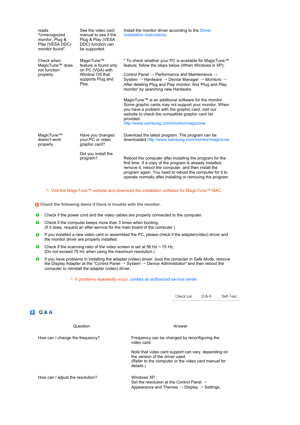 Q & a | Samsung SyncMaster 225MS User Manual | Page 48 / 59