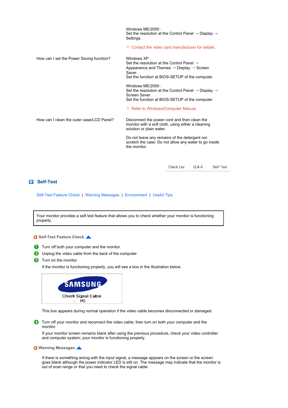 Self-test | Samsung SyncMaster 225MS User Manual | Page 49 / 59