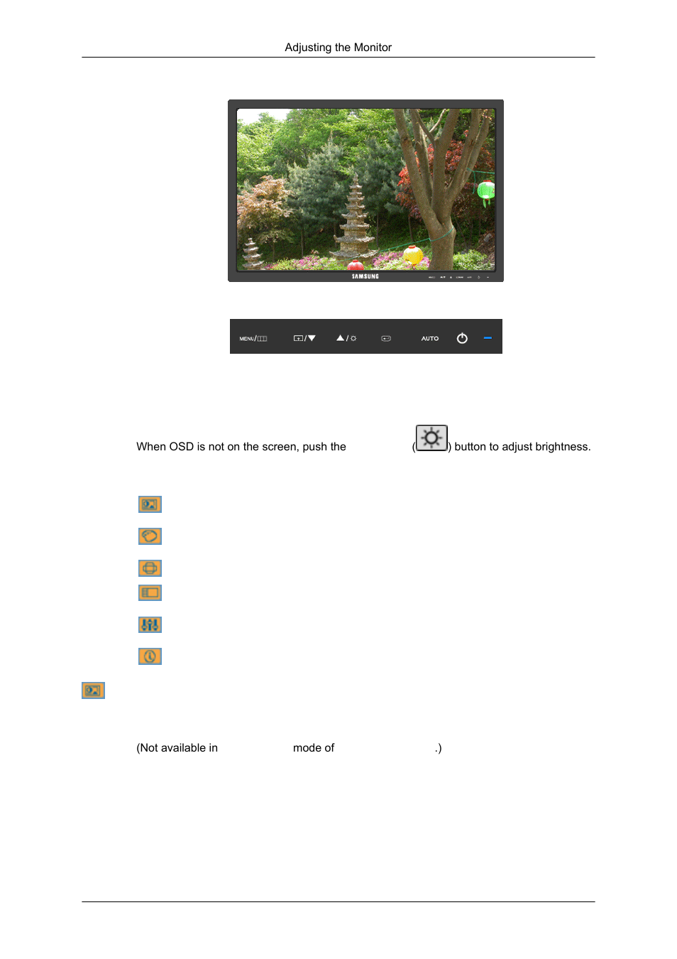 Brightness, Osd function, Picture | Samsung 2343NW User Manual | Page 38 / 75