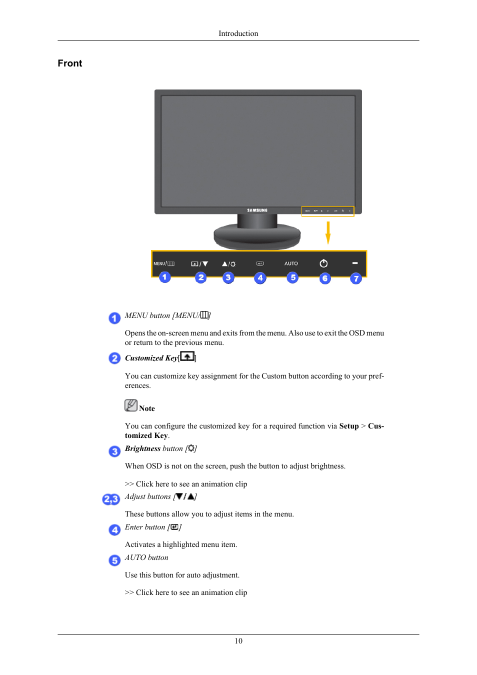 Front | Samsung 2043NW User Manual | Page 11 / 69