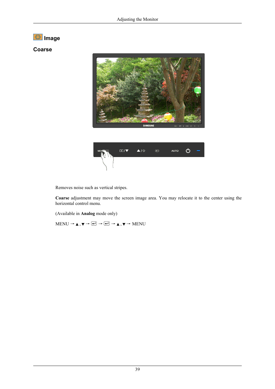Image, Coarse | Samsung 2043NW User Manual | Page 40 / 69