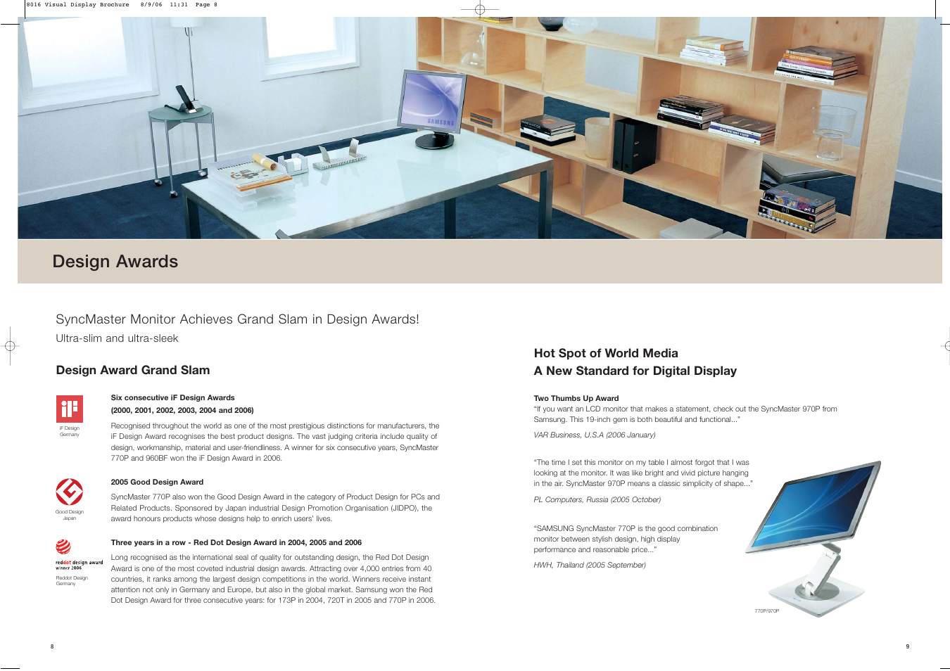 Design awards, Design award grand slam | Samsung Visual Display User Manual | Page 5 / 22