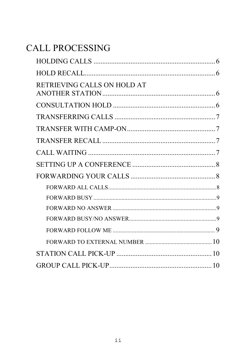 Call processing | Samsung SINGLE LINE TELEPHONE User Manual | Page 6 / 31