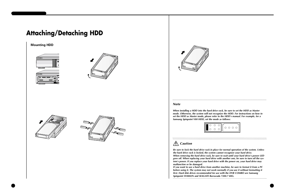 Attaching/detaching hdd | Samsung SIR-S4120R User Manual | Page 9 / 52