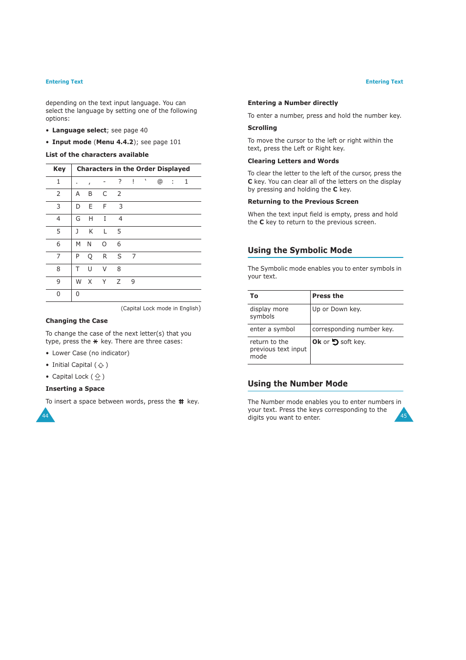 Using the symbolic mode, Using the number mode | Samsung GH68-04434A User Manual | Page 24 / 93