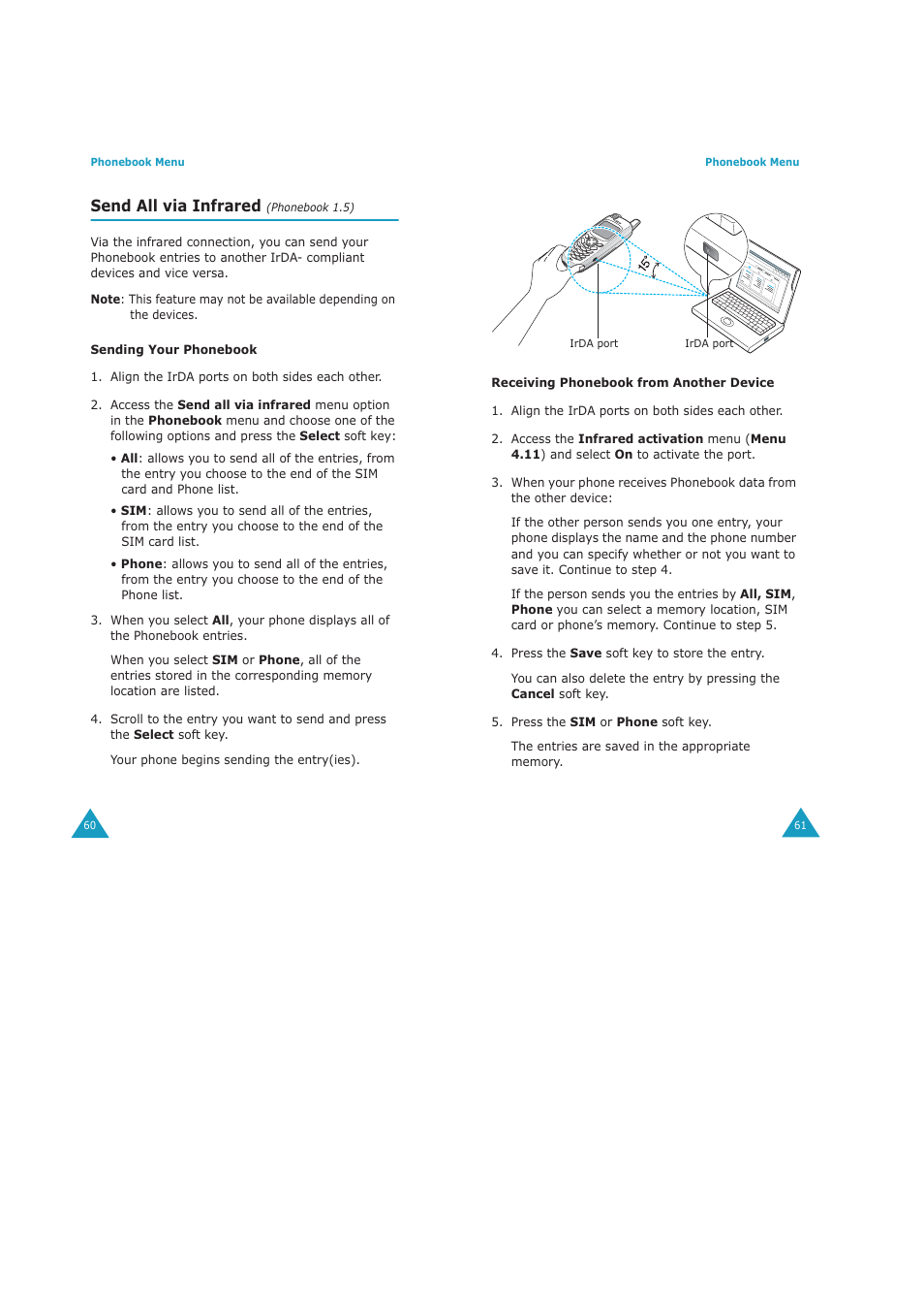 Send all via infrared | Samsung GH68-04434A User Manual | Page 32 / 93