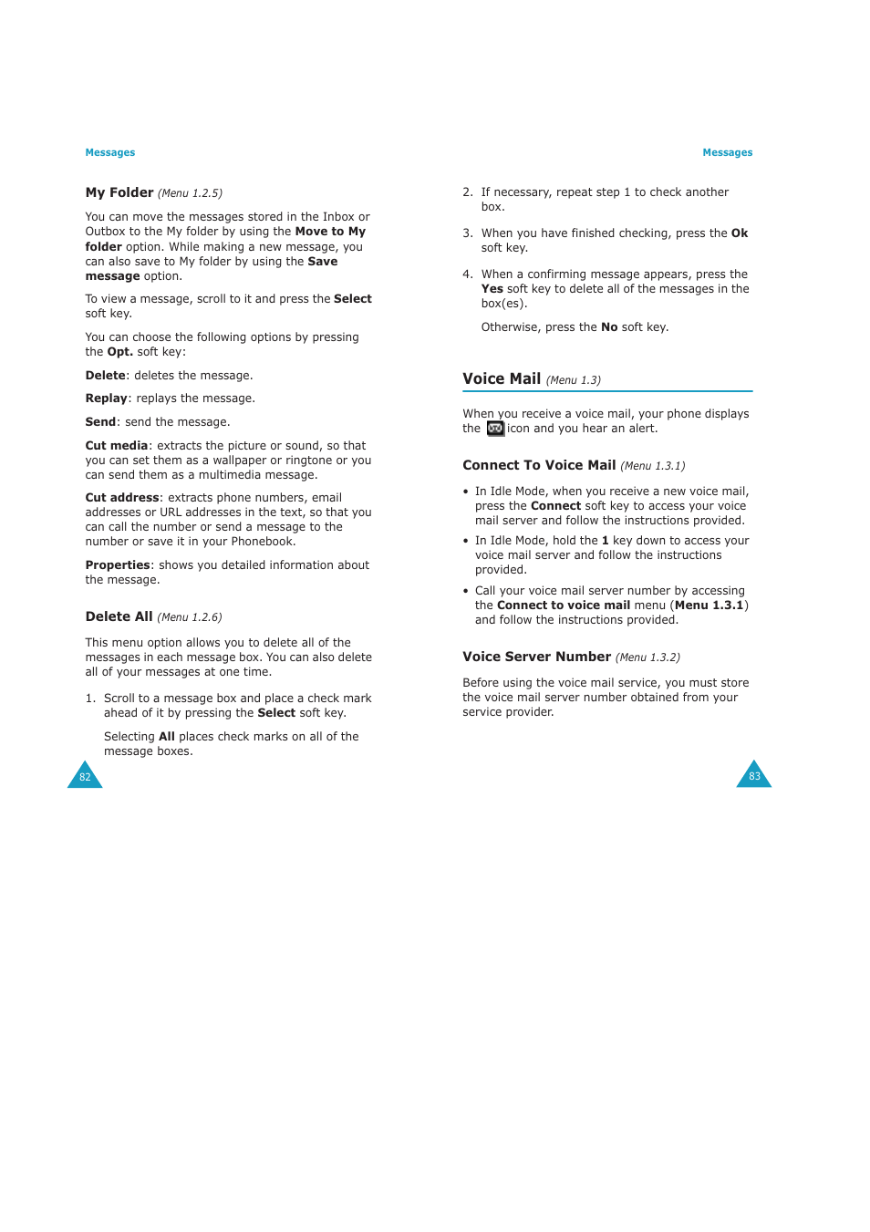 Voice mail | Samsung GH68-04434A User Manual | Page 43 / 93