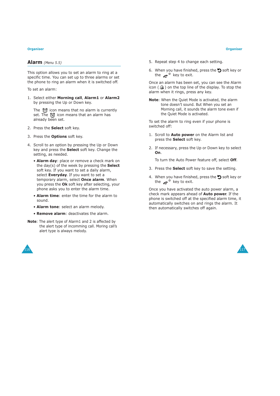 Alarm | Samsung GH68-04434A User Manual | Page 60 / 93