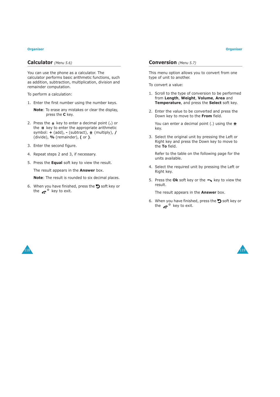 Calculator, Conversion | Samsung GH68-04434A User Manual | Page 61 / 93