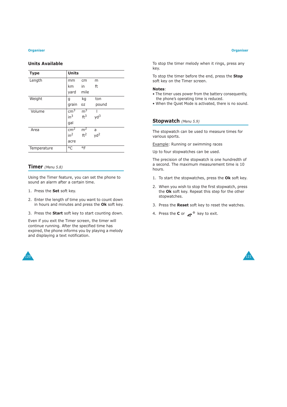 Timer, Stopwatch | Samsung GH68-04434A User Manual | Page 62 / 93