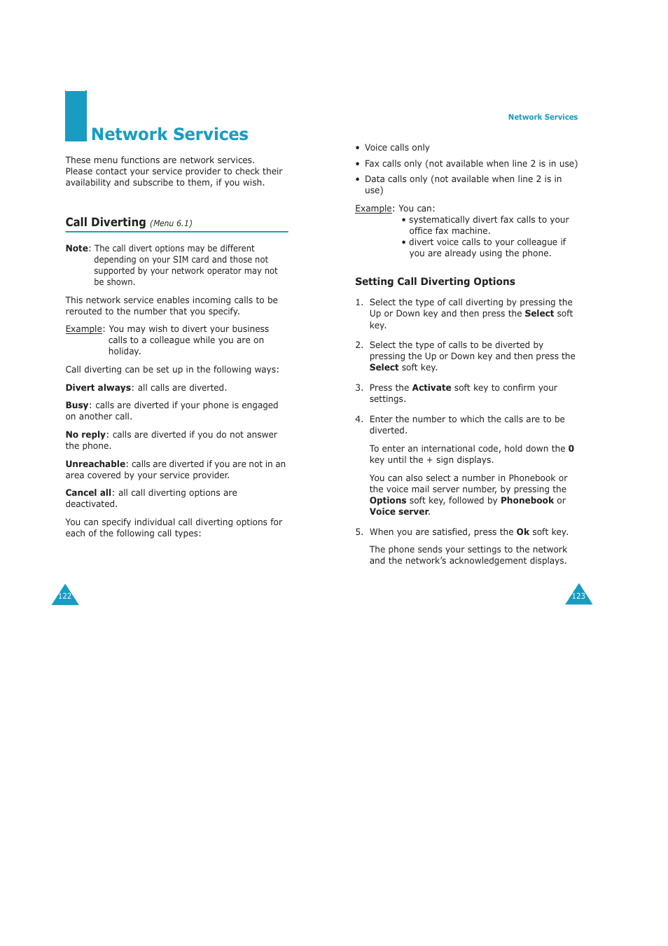 Network services, Call diverting | Samsung GH68-04434A User Manual | Page 63 / 93