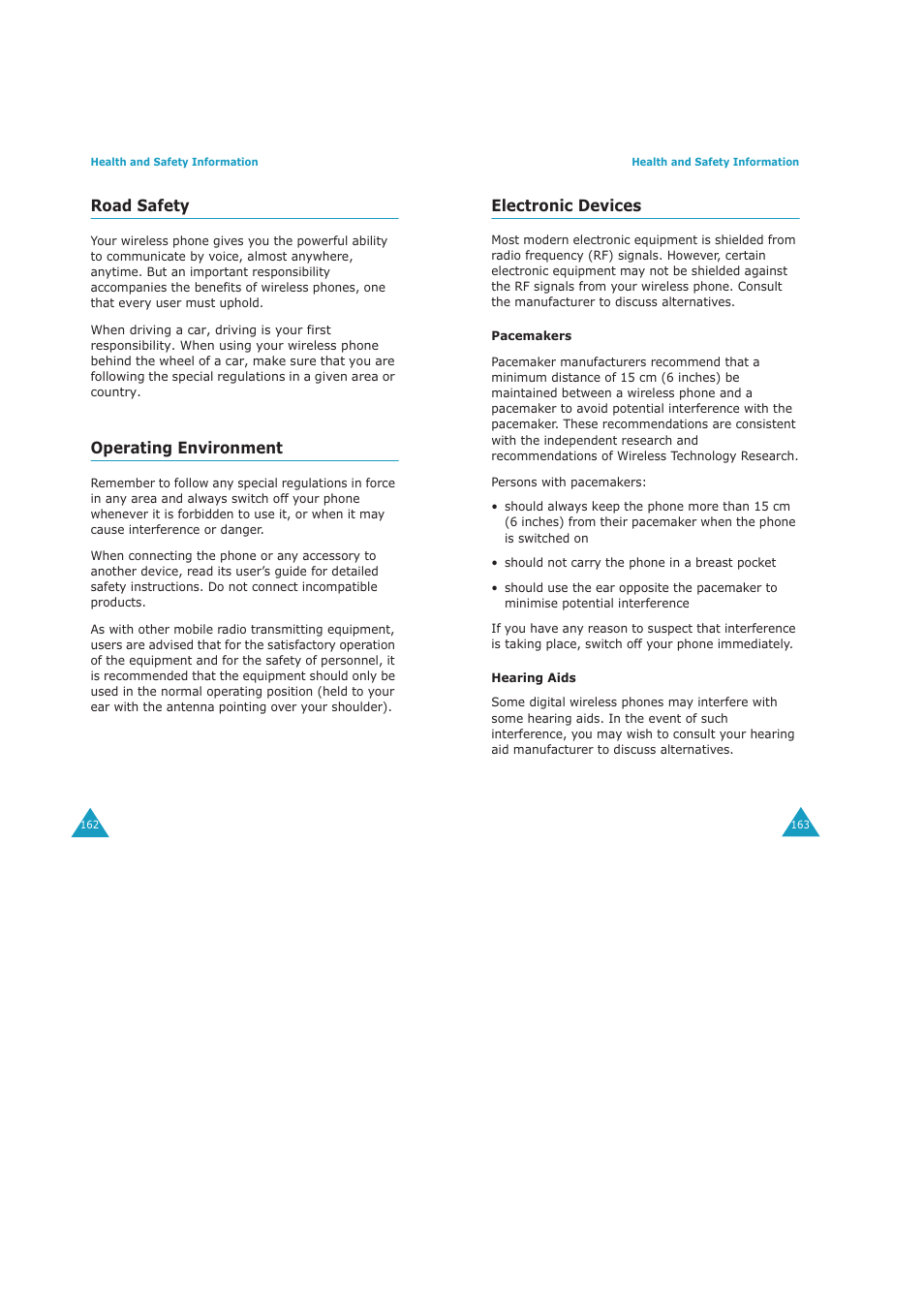 Road safety, Operating environment, Electronic devices | Samsung GH68-04434A User Manual | Page 83 / 93