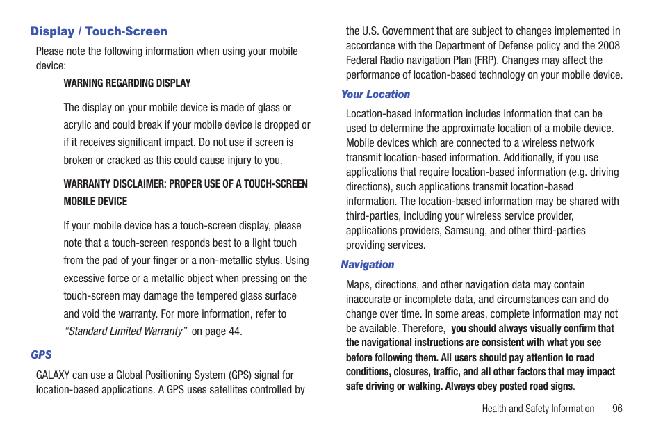 Display / touch-screen | Samsung 10.1 User Manual | Page 103 / 123