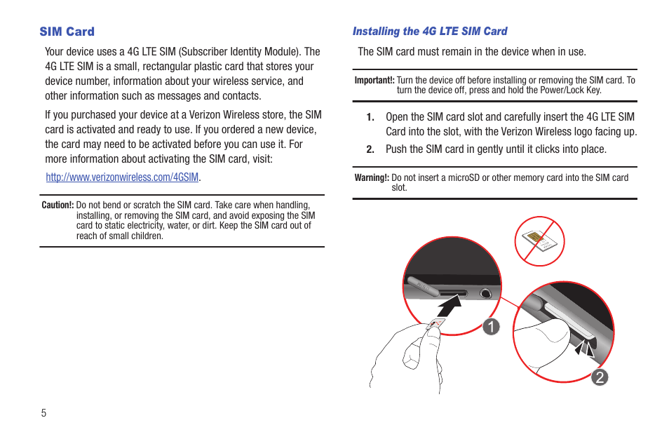 Sim card | Samsung 10.1 User Manual | Page 12 / 123