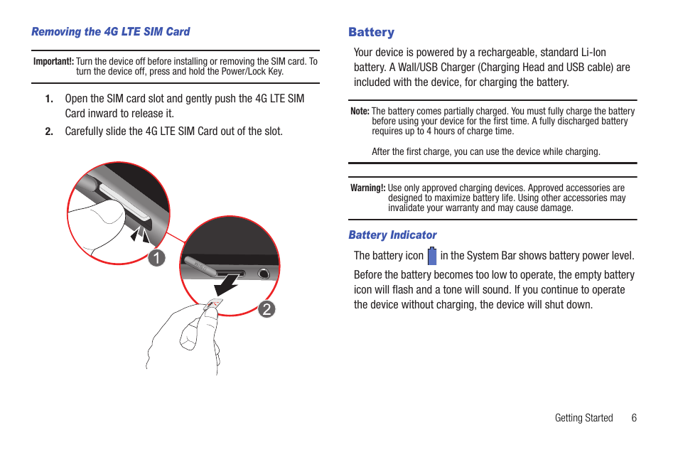 Battery | Samsung 10.1 User Manual | Page 13 / 123