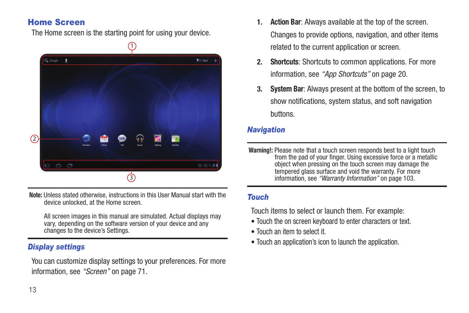 Home screen | Samsung 10.1 User Manual | Page 20 / 123