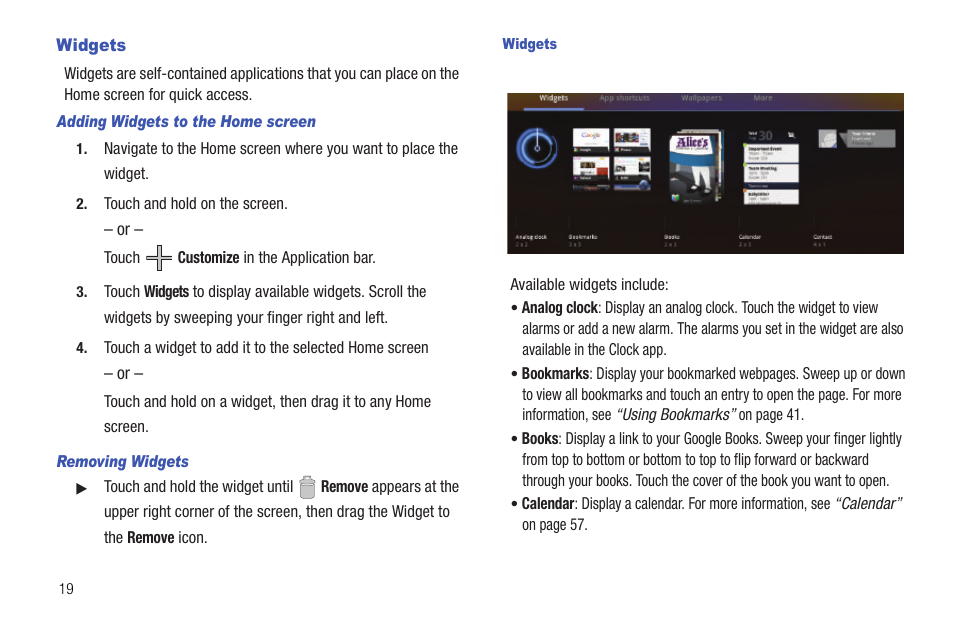 Widgets | Samsung 10.1 User Manual | Page 26 / 123