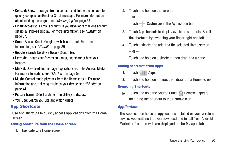 App shortcuts | Samsung 10.1 User Manual | Page 27 / 123