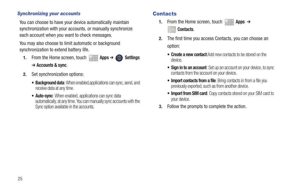 Contacts | Samsung 10.1 User Manual | Page 32 / 123