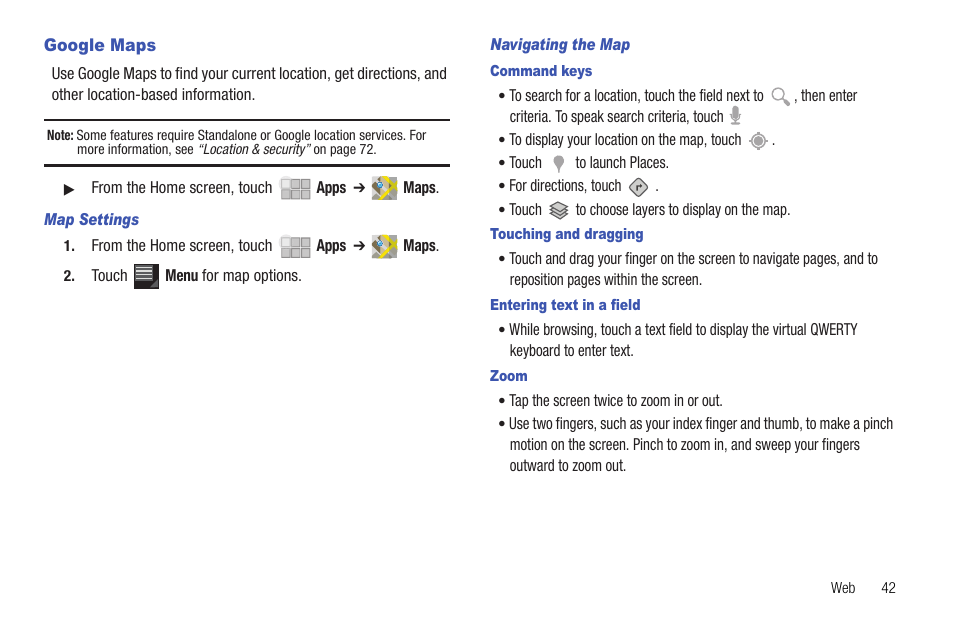 Google maps | Samsung 10.1 User Manual | Page 49 / 123