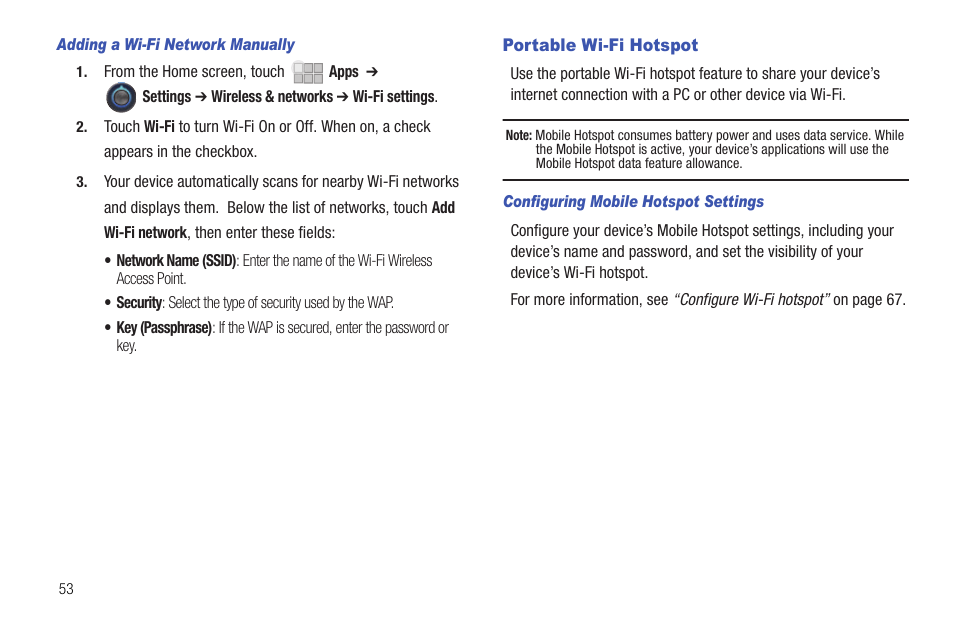 Portable wi-fi hotspot | Samsung 10.1 User Manual | Page 60 / 123