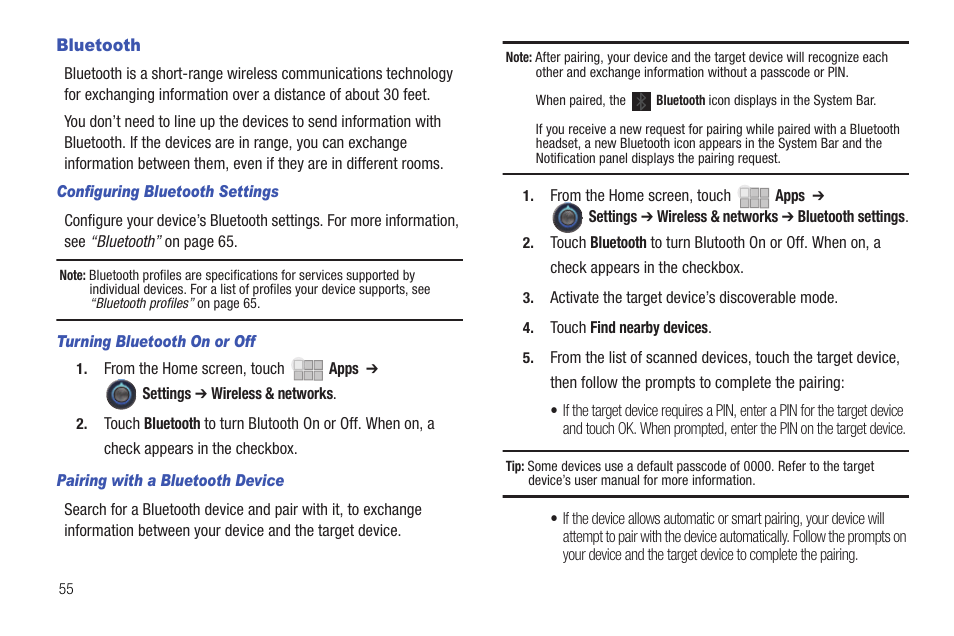 Bluetooth | Samsung 10.1 User Manual | Page 62 / 123