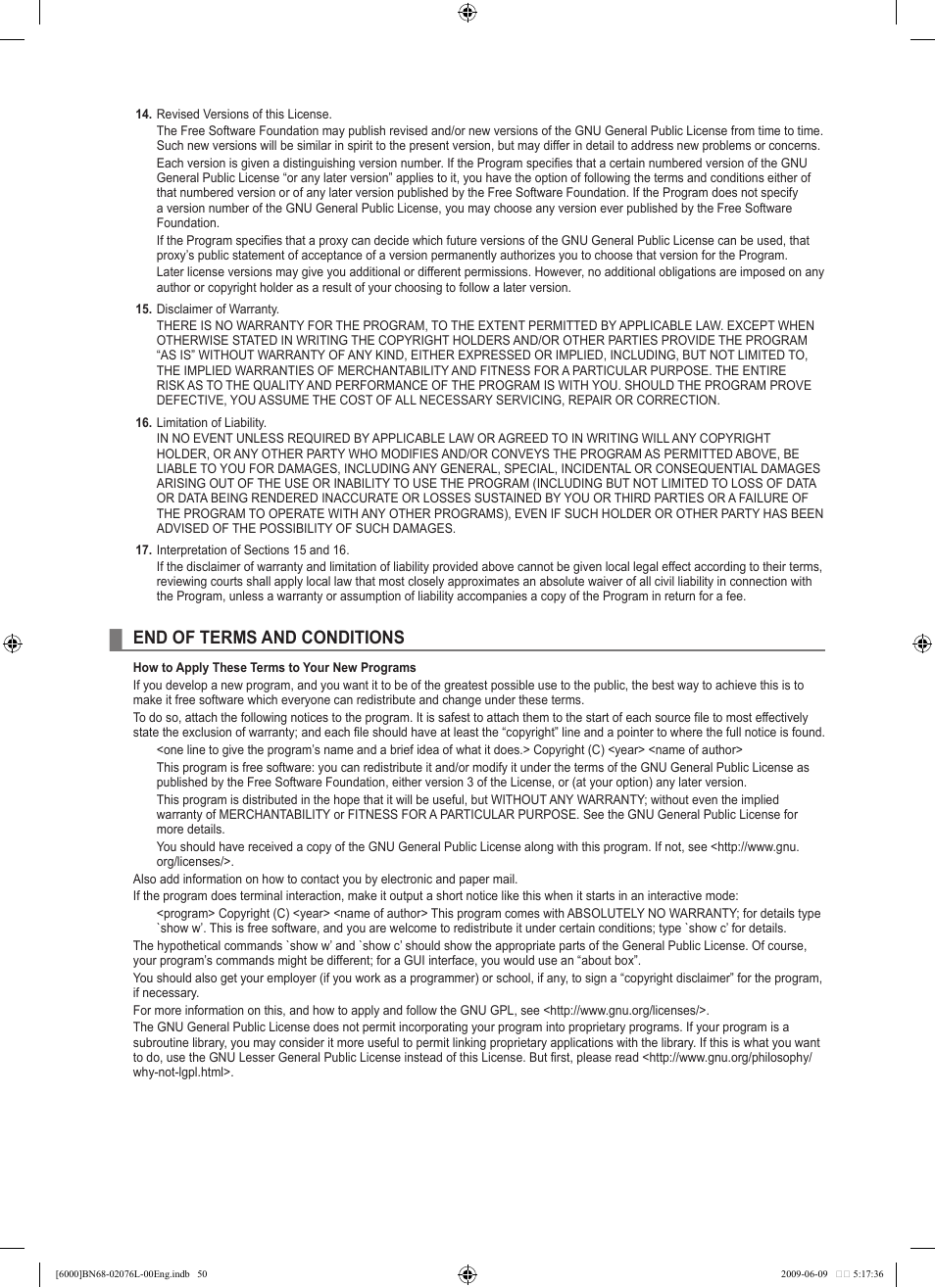 End of terms and conditions | Samsung BN68-02076L-00 User Manual | Page 52 / 59