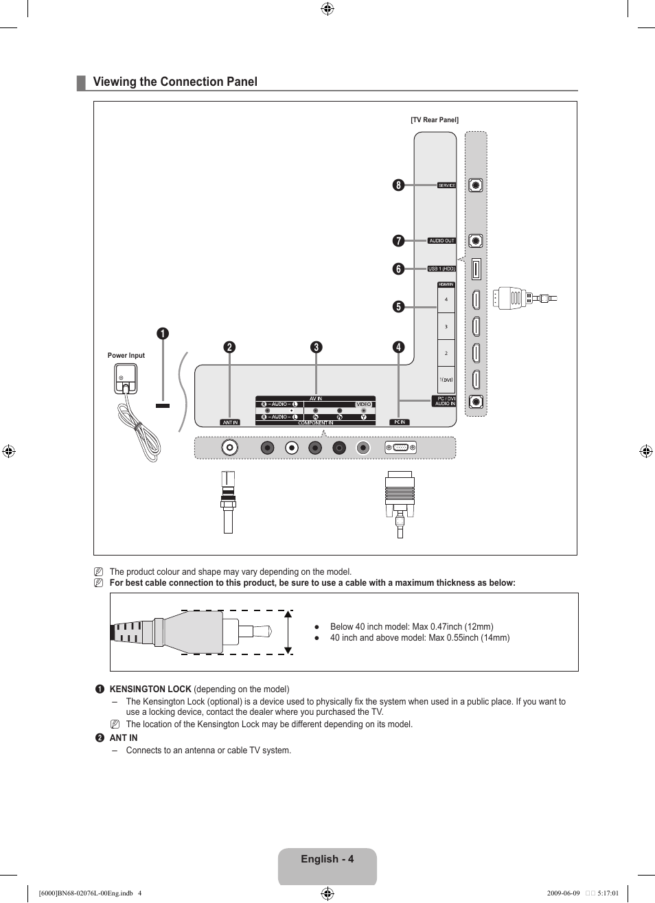 Viewing the connection panel | Samsung BN68-02076L-00 User Manual | Page 6 / 59