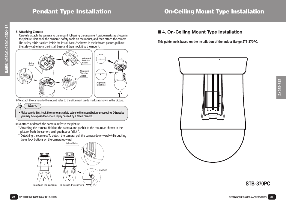 Stb-370pc, On-ceiling mount type installation | Samsung SPD-3700T User Manual | Page 11 / 21