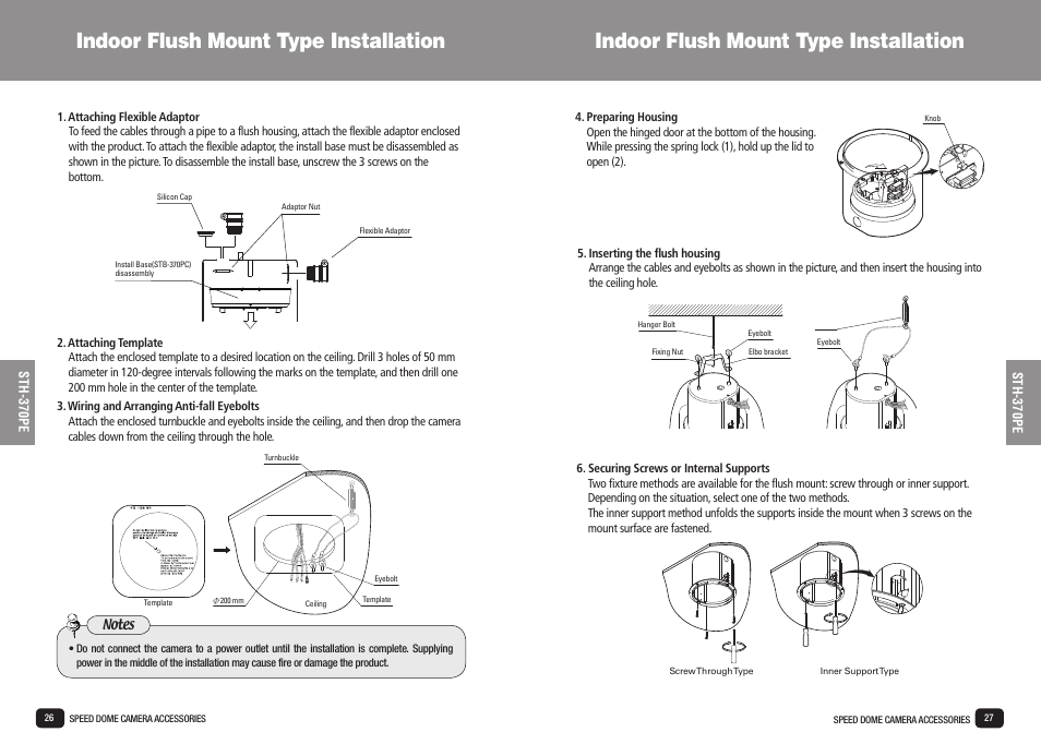 Indoor flush mount type installation | Samsung SPD-3700T User Manual | Page 14 / 21