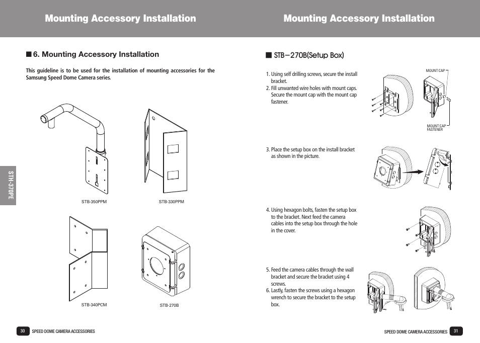 Mounting accessory installation, Stb-270b(setup box) | Samsung SPD-3700T User Manual | Page 16 / 21