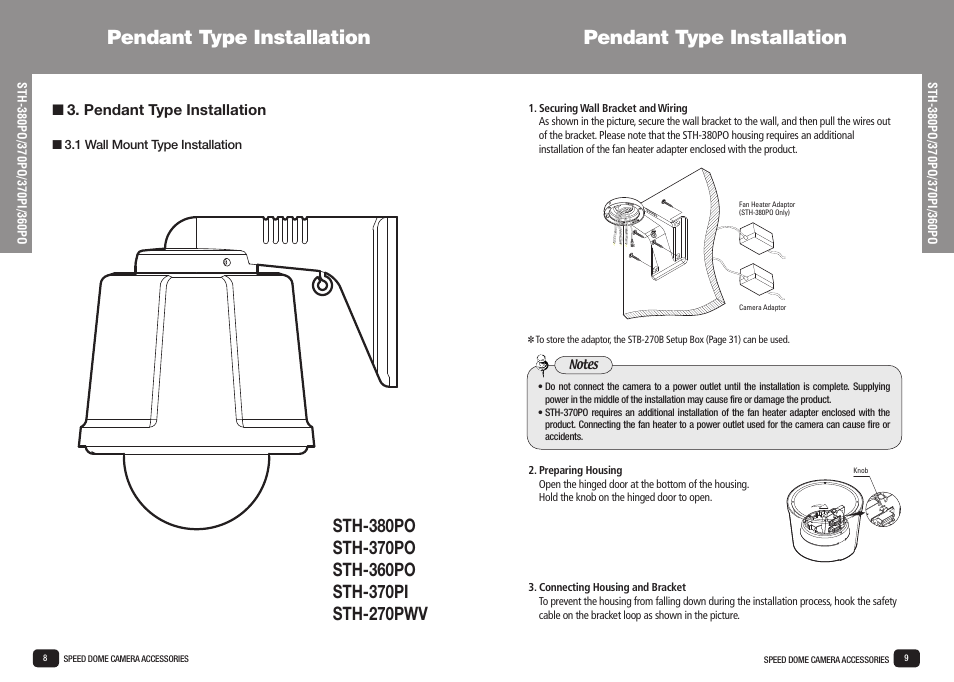 Pendant type installation | Samsung SPD-3700T User Manual | Page 5 / 21