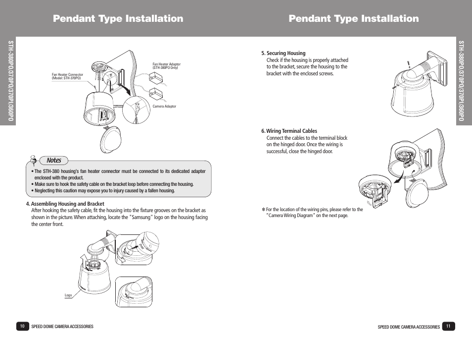 Pendant type installation | Samsung SPD-3700T User Manual | Page 6 / 21