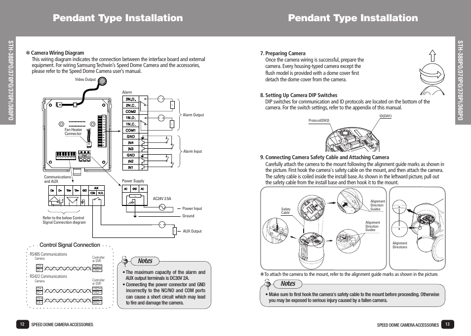 Pendant type installation | Samsung SPD-3700T User Manual | Page 7 / 21