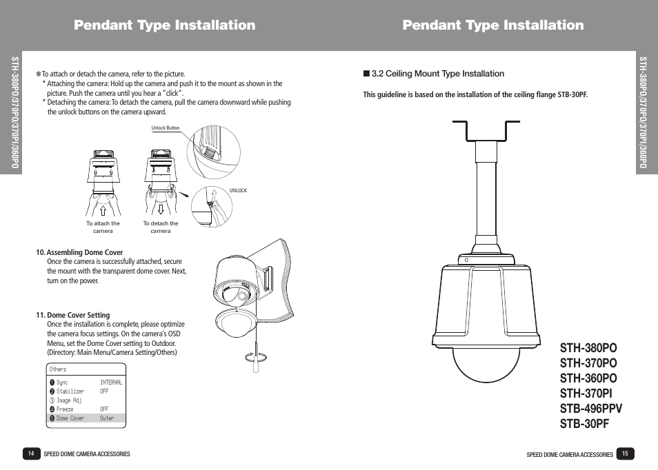 Pendant type installation | Samsung SPD-3700T User Manual | Page 8 / 21