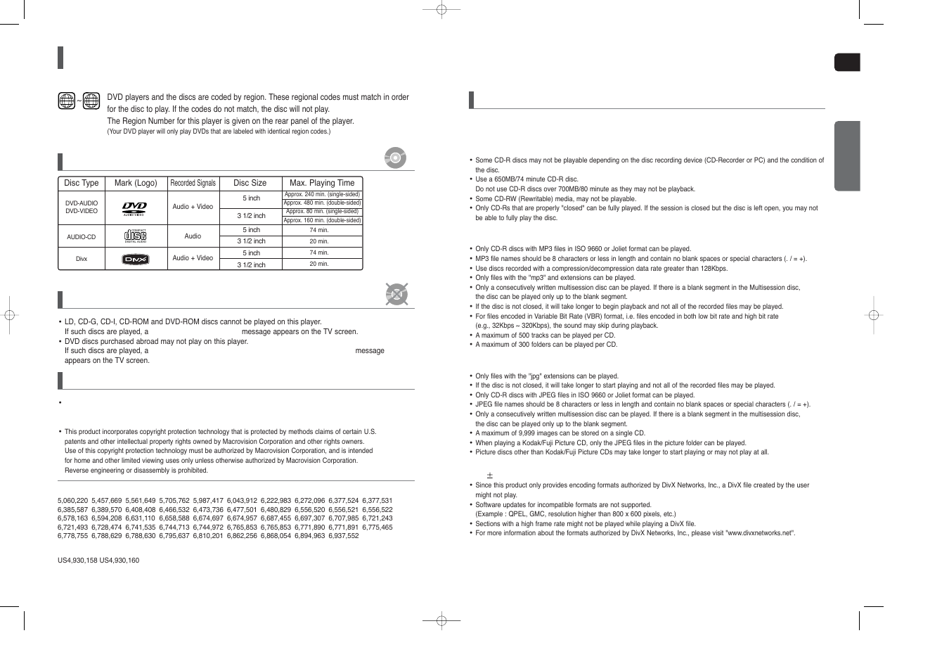 Notes on discs | Samsung HT-X250 EN User Manual | Page 4 / 34